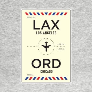 LAX to ORD Airport / Los Angeles to Chicago T-Shirt